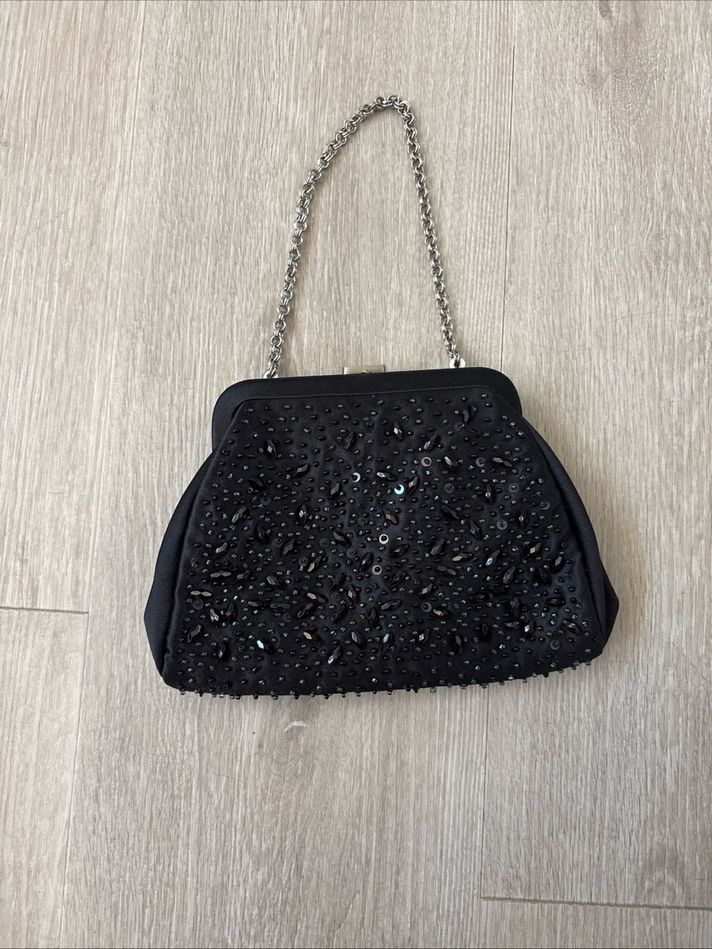 Ann Taylor Black Beaded Evening Purse